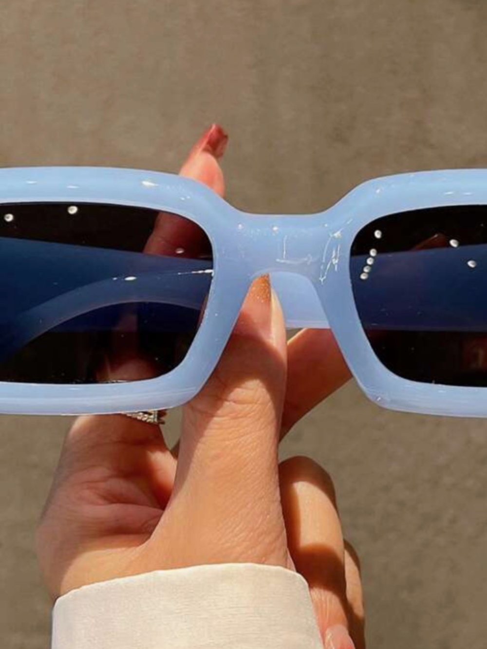 Baby Blue Retro Y2K Rectangle Sunglasses